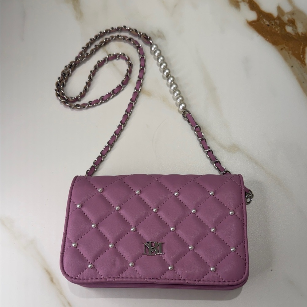 Badgley Mischka diamond quilted 
Pink Crossbody Bag